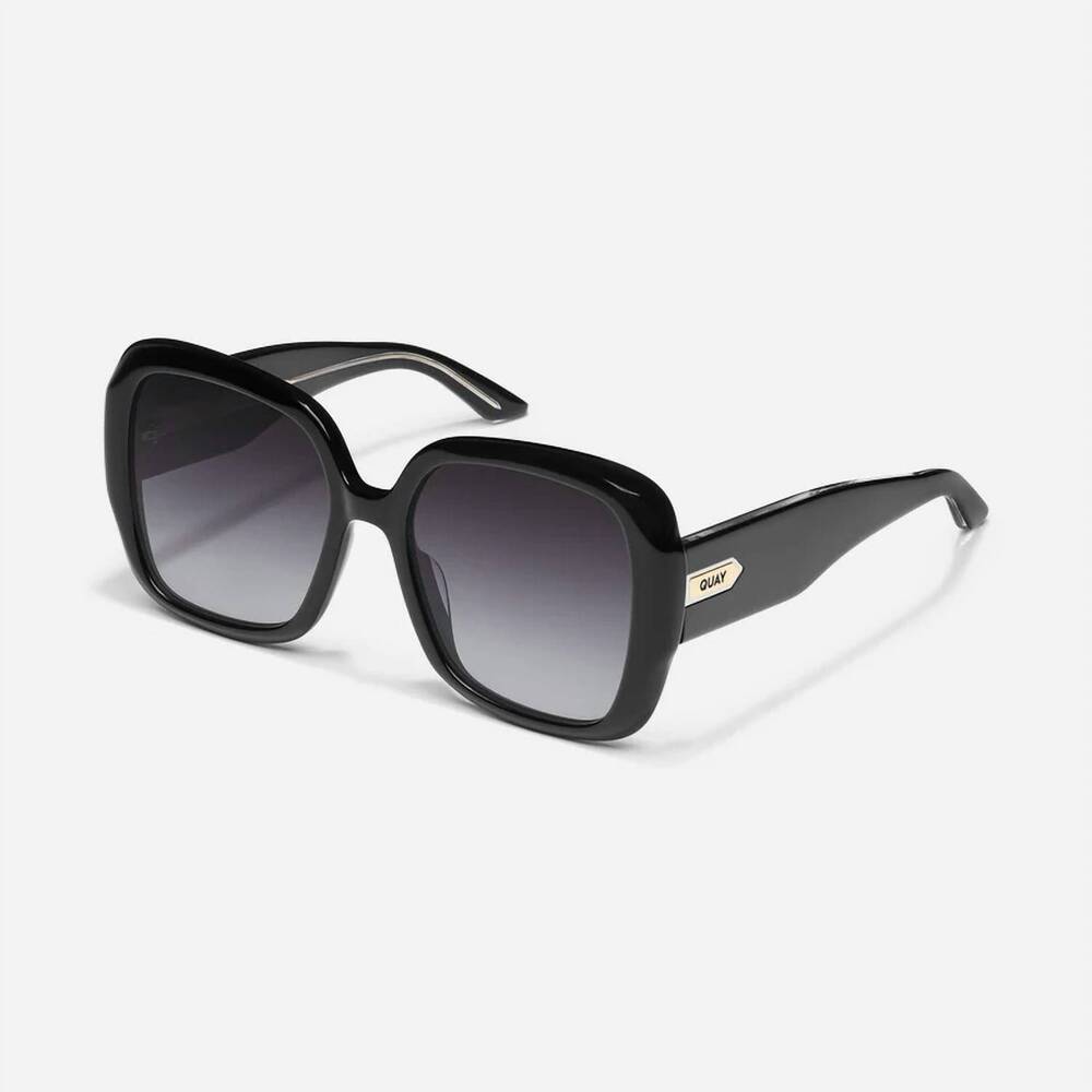 NEW QUAY women's full glam sunglasses in black/smoke